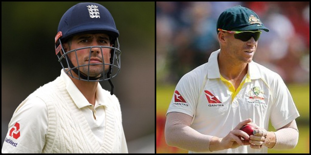 Alastair Cook and David Warner (Photo - Gareth Copley/Getty Images)