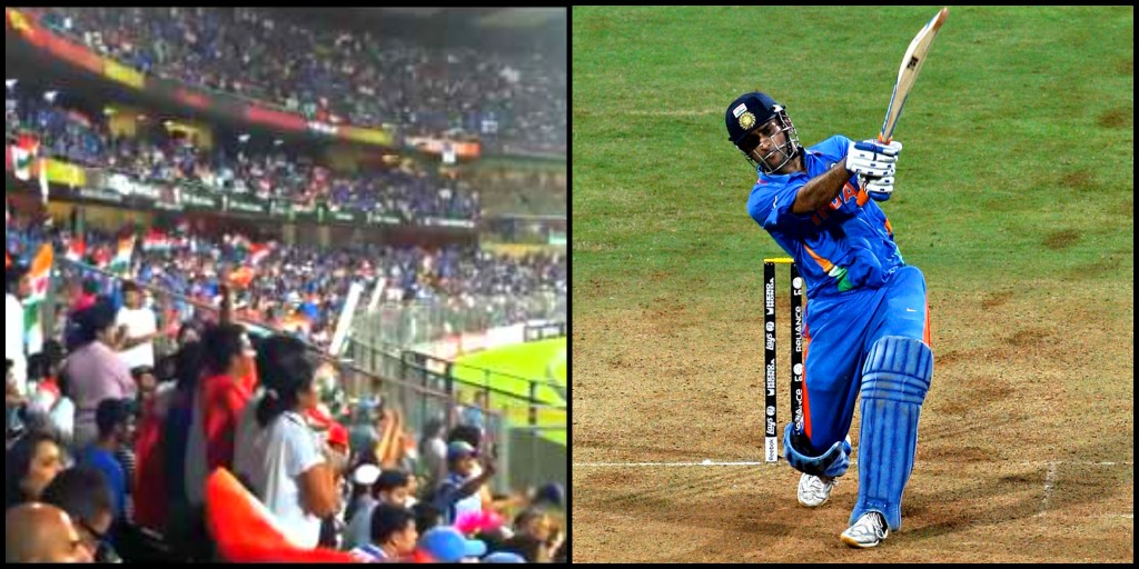 Wankhede crowd singing Vande Mataram before MS Dhoni six in world cup final (Pic - Twitter)