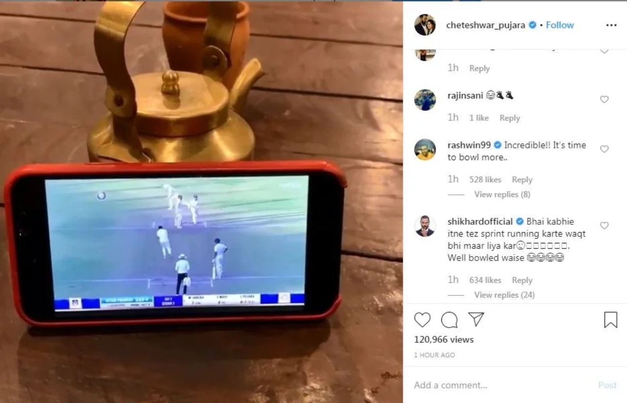 Shikhar Dhawan Hilariously Trolls Cheteshwar Pujara For His Wicket Celebration