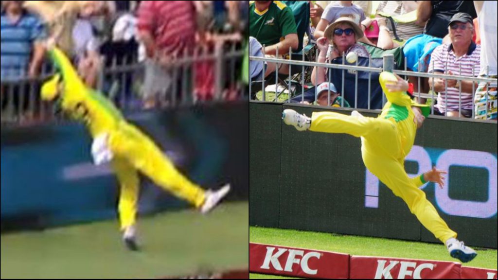 during the second T20 match Australian Steve Smith tunned everyone with his superman effort to save runs.