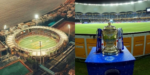 Wankhede Stadium and IPL Trophy (Pic - Twitter)
