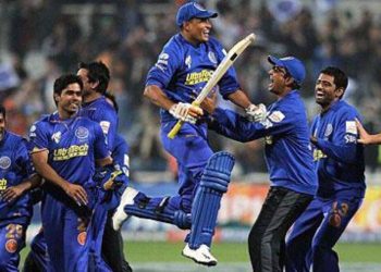 Yusuf Pathan celebrating Rajasthan Royals win (AFP Photo)