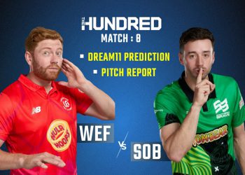 A pre-match poster of WEF vs SOB game featuring skippers of the team Jonny Bairstow and James Vince