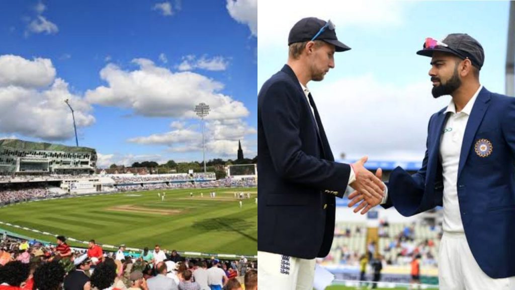 Virat Kohli and Joe Root during the toss at Headingley, Leeds Cricket Ground.