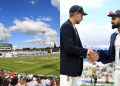 Virat Kohli and Joe Root during the toss at Headingley, Leeds Cricket Ground.