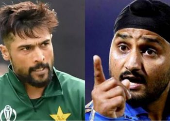 Mohammad Amir and Harbhajan Singh (Pic - Twitter)