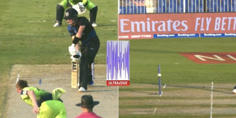 Ball brushes stump but bails didn't fall (Pic - Disney+Hotstar/ICC)