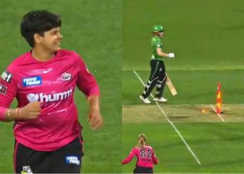 Shafali Verma hits the bullseye to get rid of Annabel Sutherland (Pic - Fox Cricket)