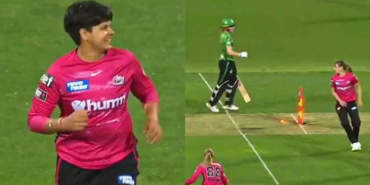 Shafali Verma hits the bullseye to get rid of Annabel Sutherland (Pic - Fox Cricket)