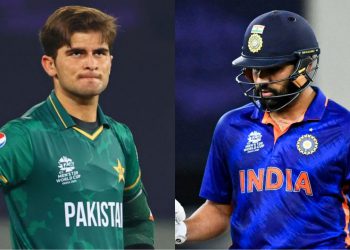 Shaheen Afridi has dismissed Rohit Sharma in T20 WC (Photo by Francois Nel/Getty Images)