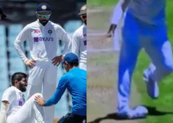 Jasprit Bumrah twisted his ankle and had to leave the field.