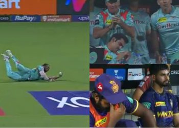 KL Rahul and Quinton de Kock were involved in an unbeaten 210-run partnership before Evin Lewis stole the limelight with a stunning catch