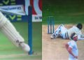 Jasprit Bumrah's left foot hit the stumps.