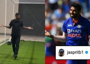 Hardik Pandya imitates Jasprit Bumrah's bowling action
