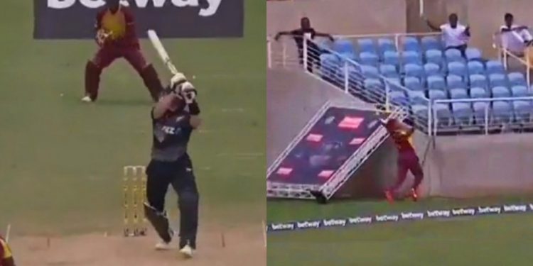 Shimron Hetmyer turns a six into a catch