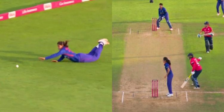 Radha Yadav's amazing fielding effort