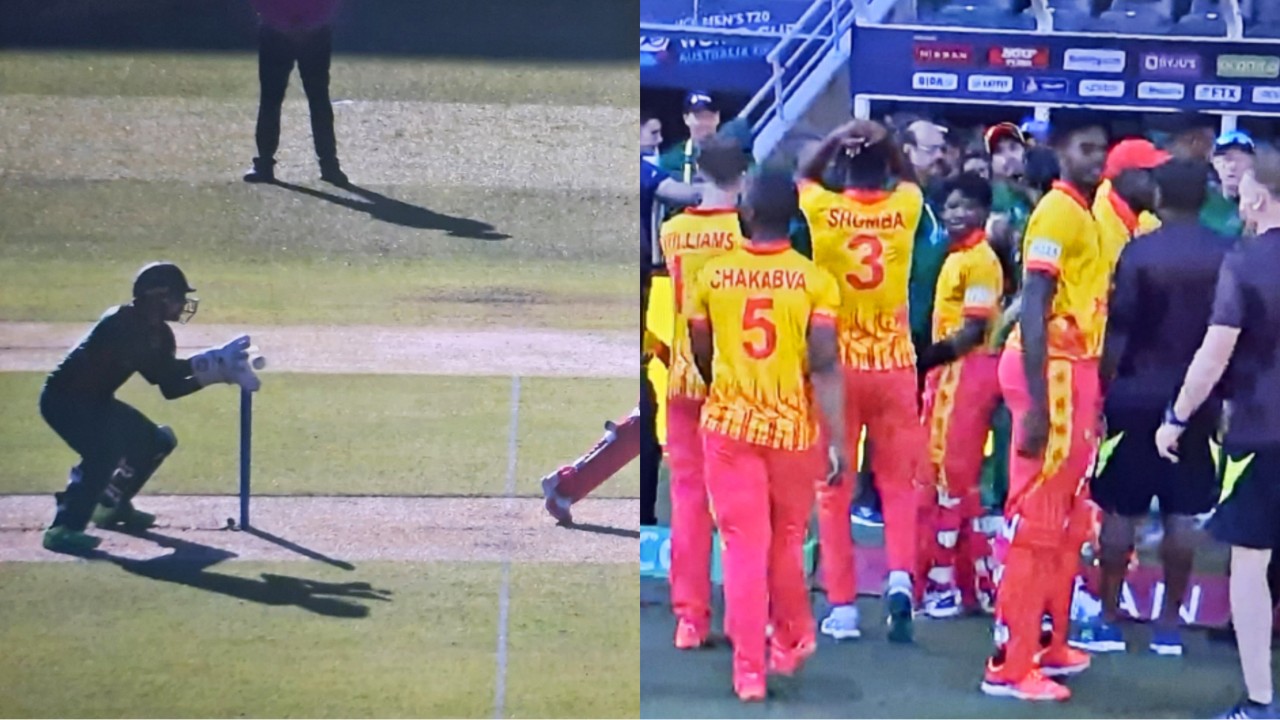 BAN vs ZIM last ball drama Players reenter the ground as final ball