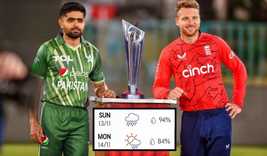 Rain is expected during Pakistan vs England T20 World Cup final.