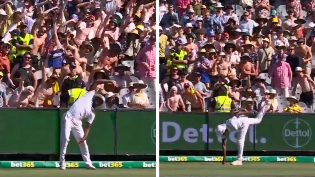 Kagiso Rabada imitates the MCG crowd.