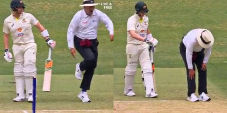 Steve Smith hurts Umpire during AUS vs WI Test.