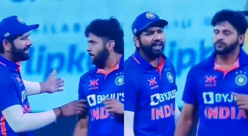 Rohit Sharma gets angry on Shardul Thakur during Indore ODI.