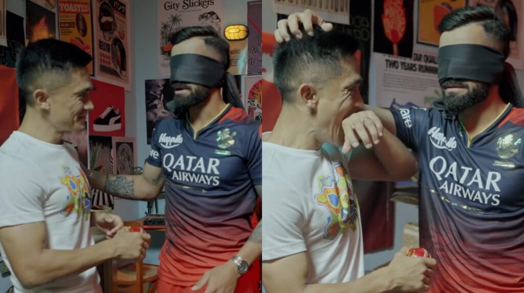 Ye kaun hai bacha' - Blindfolded Virat Kohli's hilarious reaction when guessing Sunil Chhetri