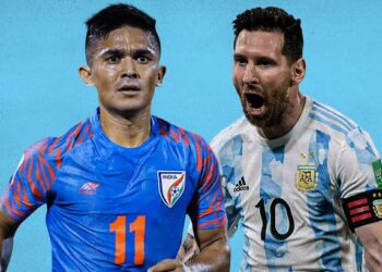 Sunil Chhetri of AIFF and Lionel Messi