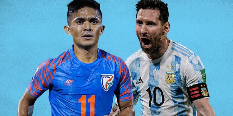 Sunil Chhetri of AIFF and Lionel Messi