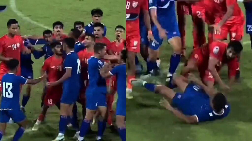 Fight in India vs Nepal football match