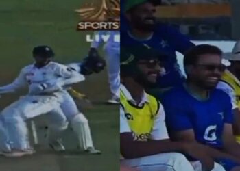 Abrar Ahmed teasing Sri Lankan keeper
