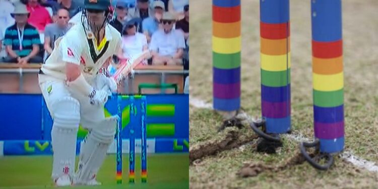 Rainbow stumps in Ashes Test.