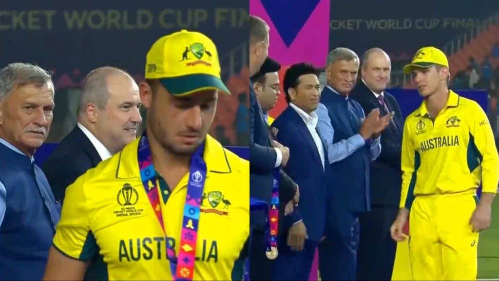 Marcus Stoinis and Adam Zampa during the ceremony