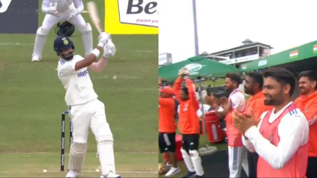 KL Rahul hits a six to complete his century