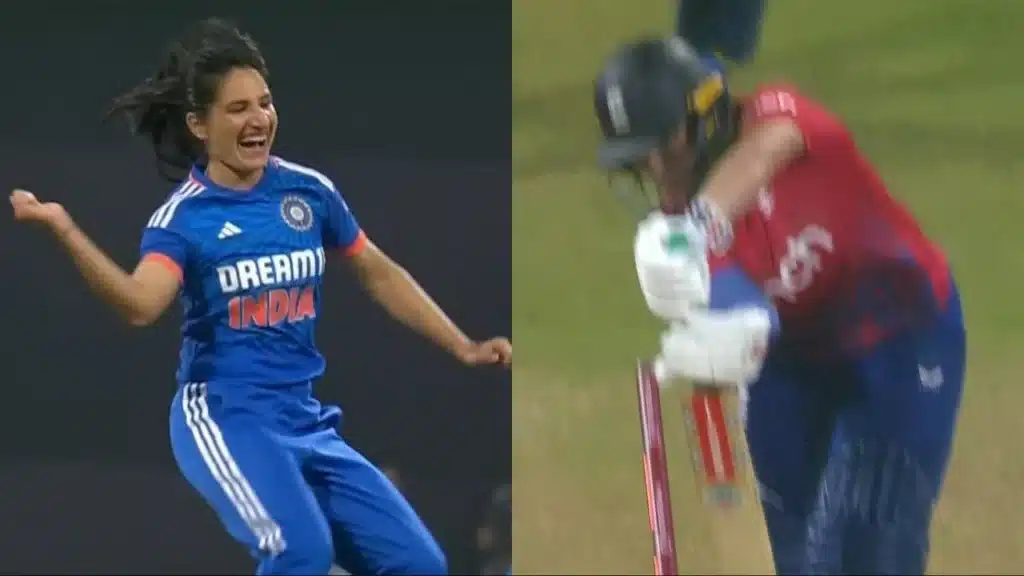 Renuka Thakur celebrating her wicket