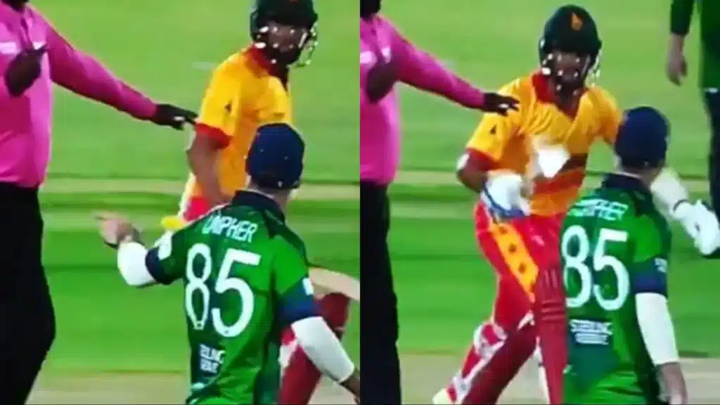 Sikandar Raza charging towards Curtis Campher