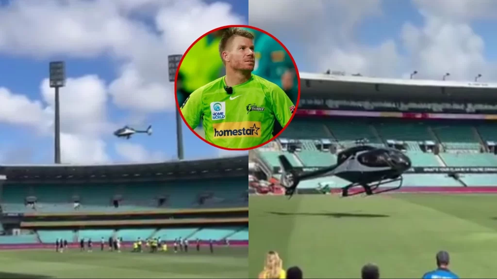 David Warner in Helicopter