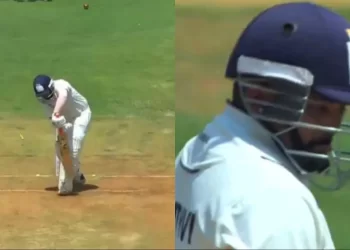 Prithvi Shaw getting dismissed in Ranji Trophy Final