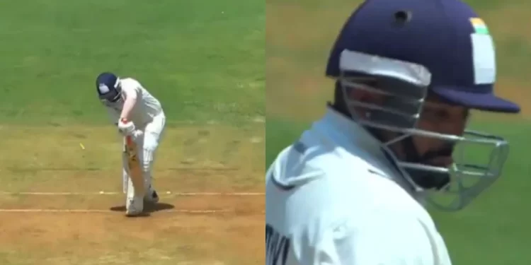 Prithvi Shaw getting dismissed in Ranji Trophy Final