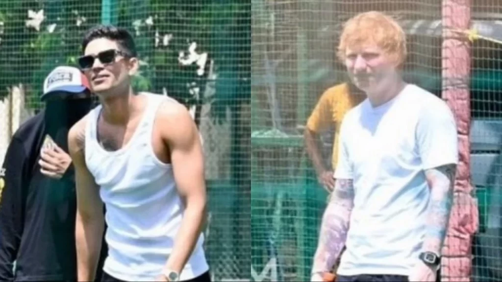 Shubman Gill playing with Ed Sheeran