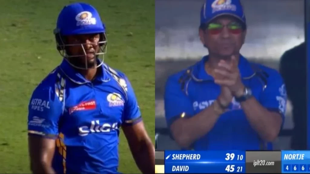 Sachin Tendulkar applauding Romario Shepherd