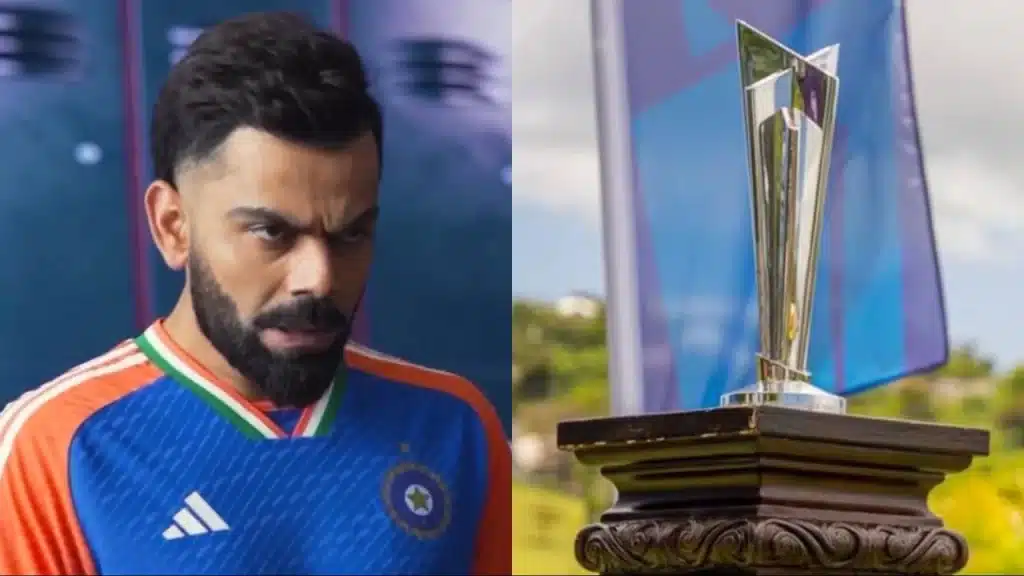 Virat Kohli and T20 World Cup Trophy