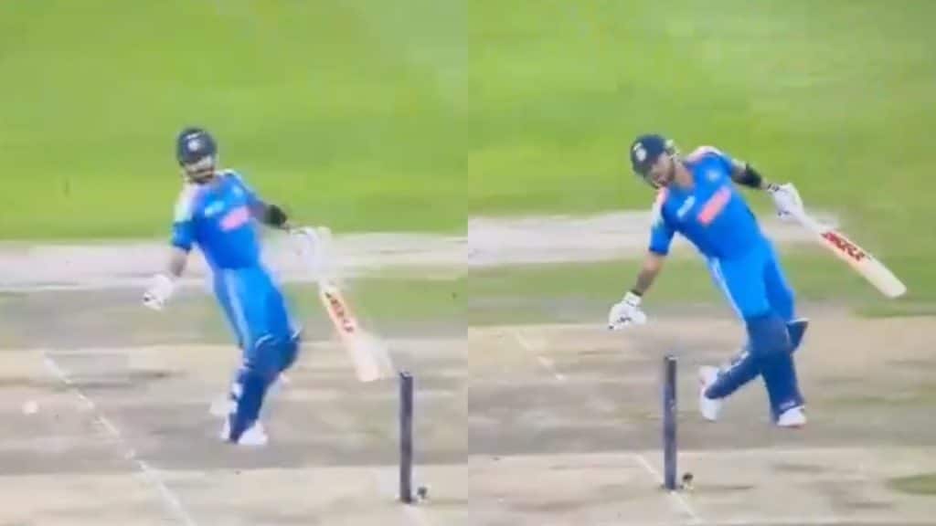 Virat Kohli stopping a throw