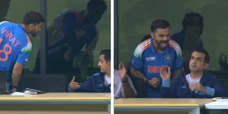 Virat Kohli shouting behind Gambhir