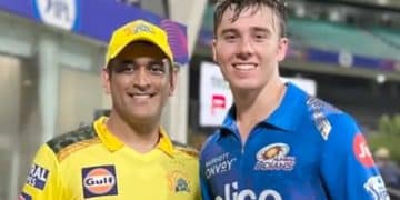 MS Dhoni and Dewald Brevis