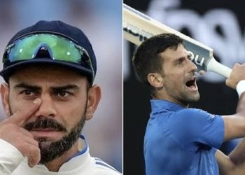 Virat Kohli along with wife Anushkha Sharma attended Novak Djokovic's Wimbledon match.