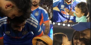 Watch: Jasprit Bumrah and Axar Patel share heartwarming moments with their kids after T20 World Cup win