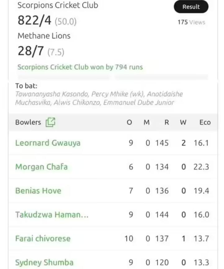 822 Runs in 50 Overs: Scorpions Cricket Club Produce Video Game-Like Scorecard